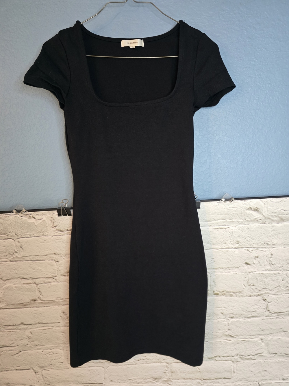 No Comments Black Square-Neck Short Sleeve Dress Sz S